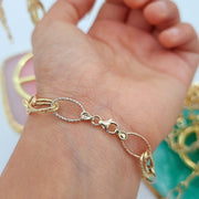 18K Real Gold Oval Linked Bracelet