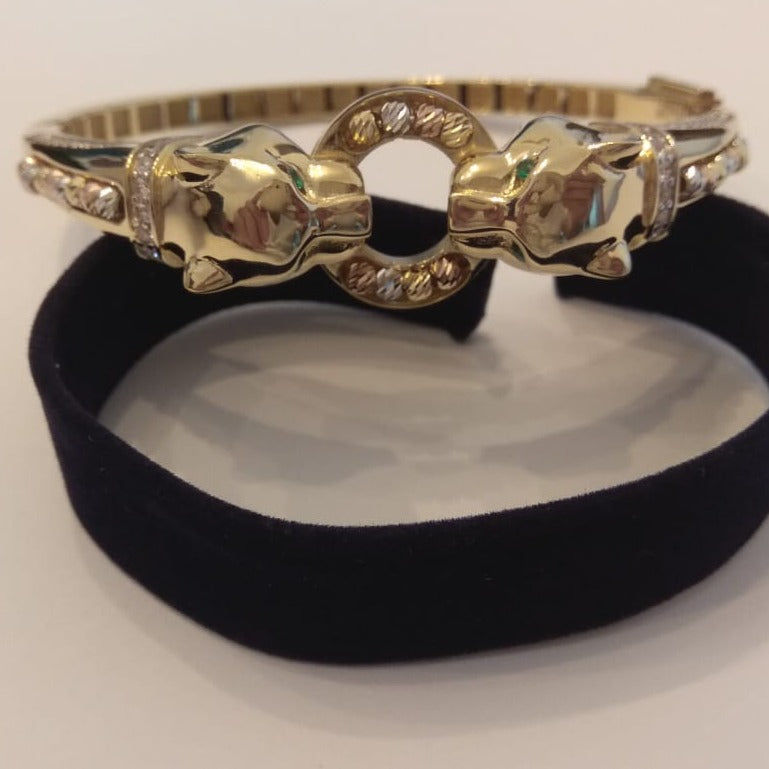 18K Solid Gold Elegant Panther Bangle