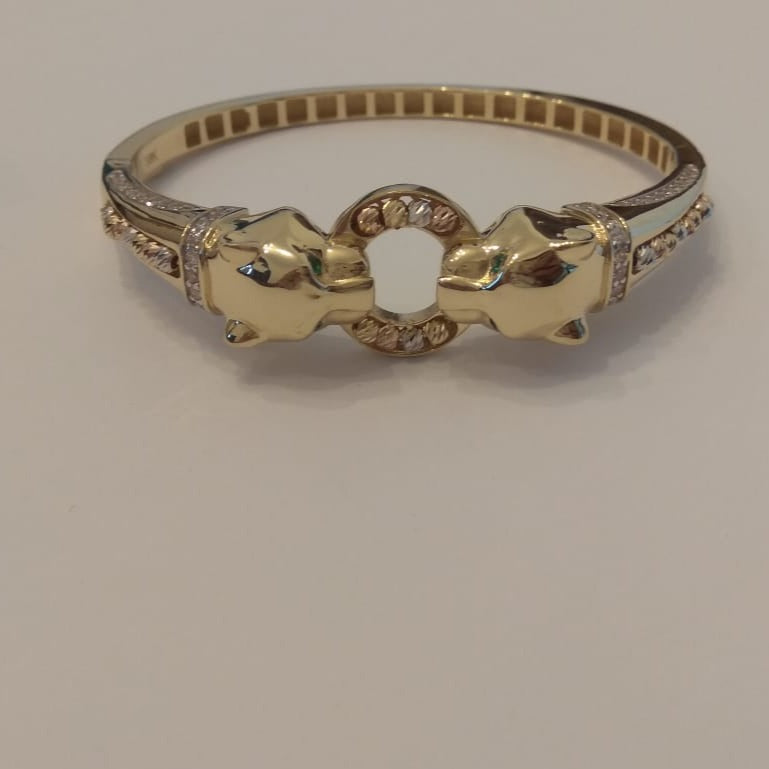 18K Solid Gold Elegant Panther Bangle