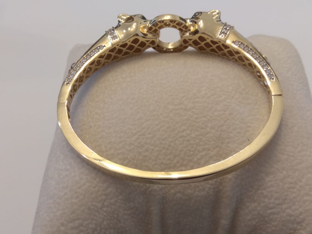 18K Solid Gold Elegant Panther Bangle
