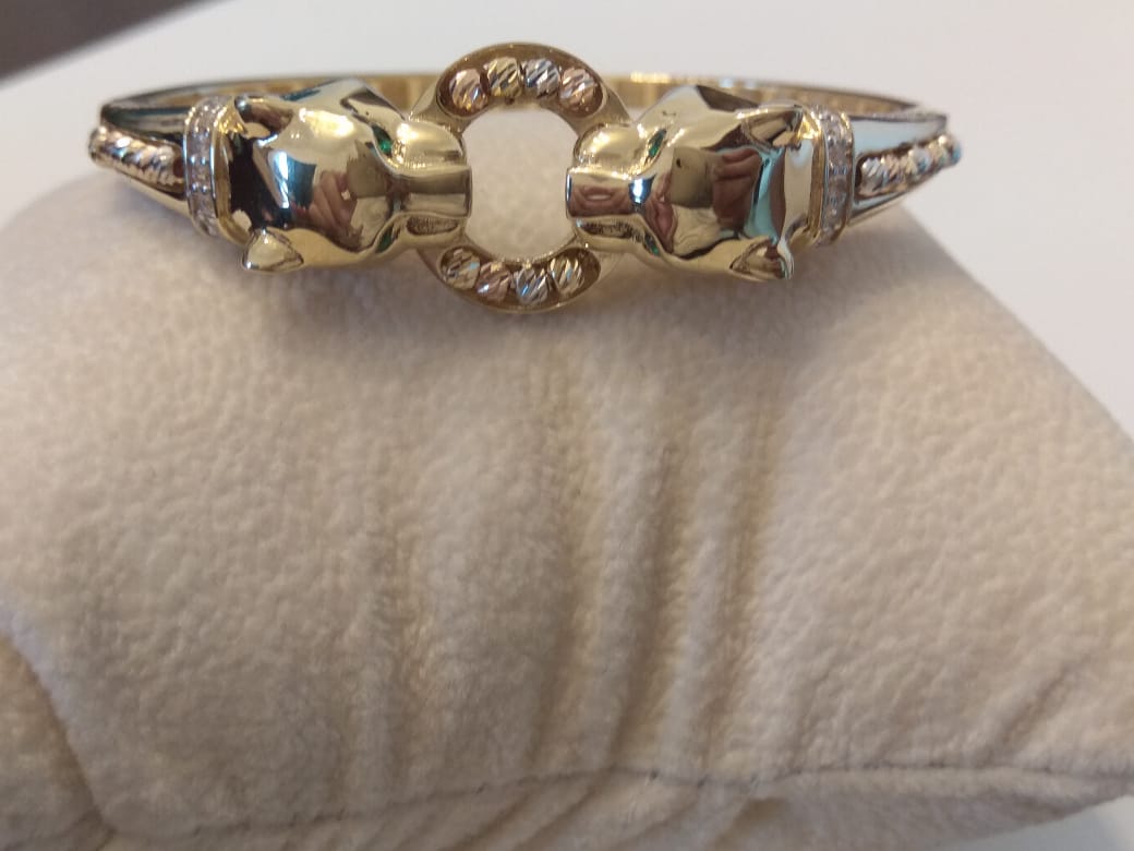 18K Solid Gold Elegant Panther Bangle