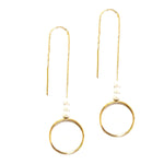 Load image into Gallery viewer, 18K Pure Gold Ring w/ Pearl Dangling Earrings | Earring | 18K Gold Jewelry
