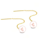 Load image into Gallery viewer, 18K Real Gold Dangling w/ Pearl Design Earrings
