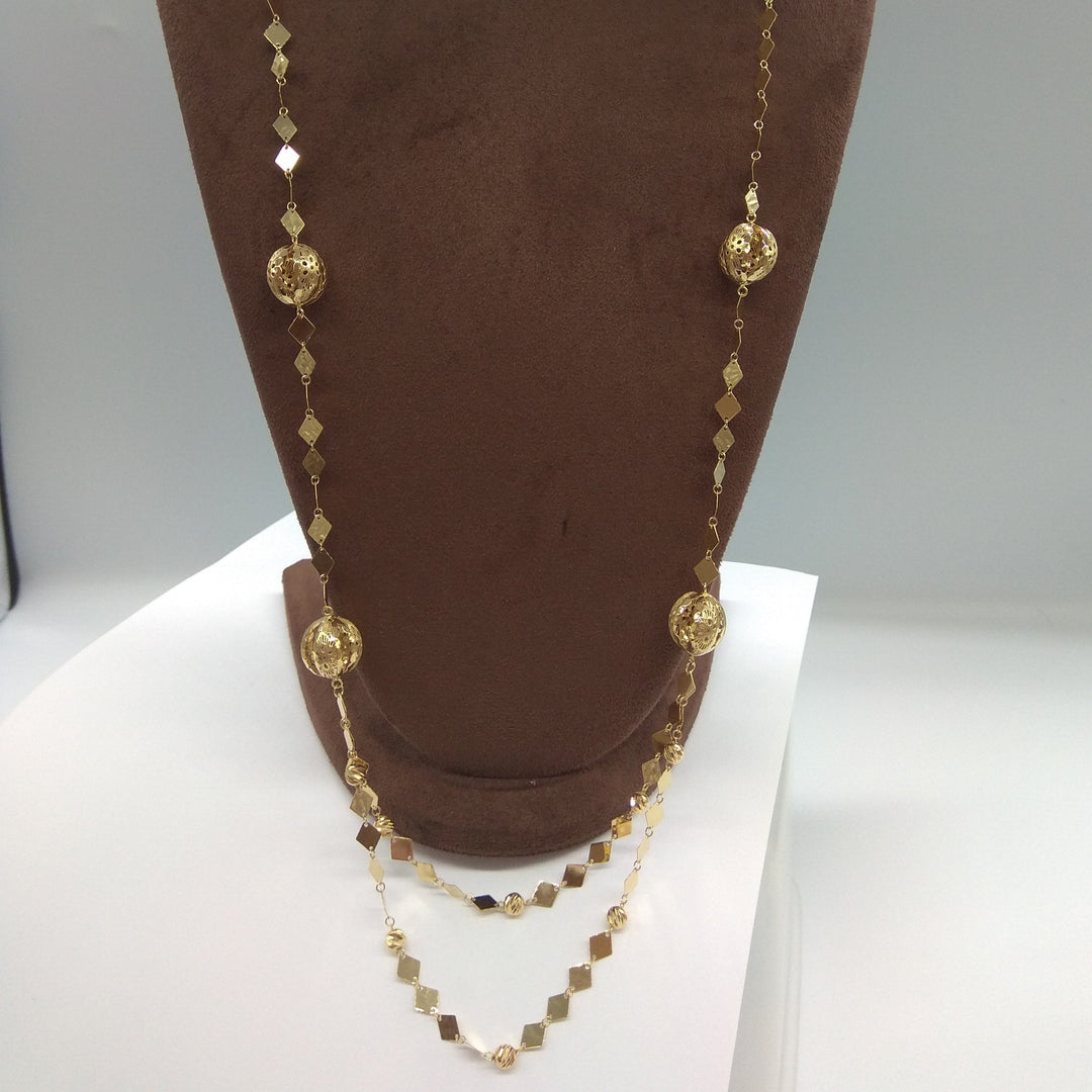 18K Solid Gold Elegant Long Necklace