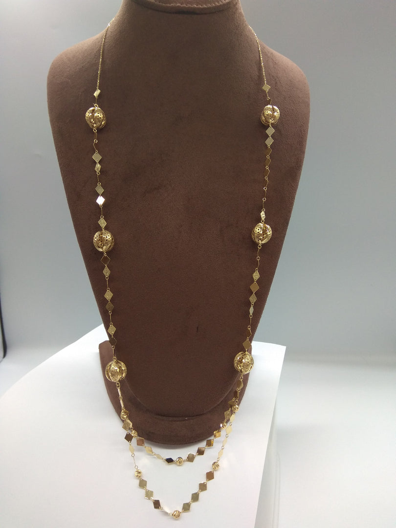 18K Solid Gold Elegant Long Necklace
