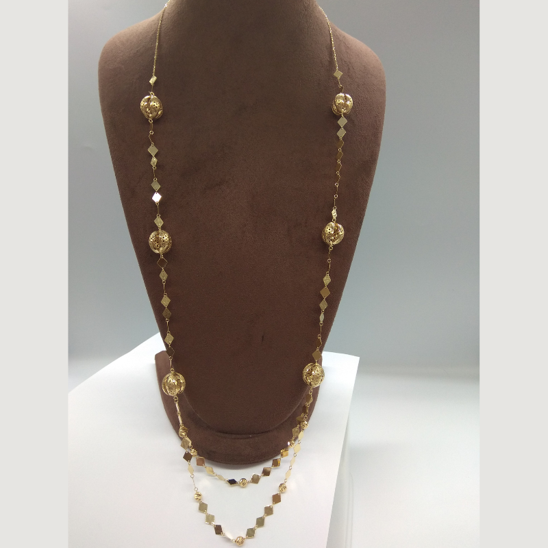 18K Solid Gold Elegant Long Necklace