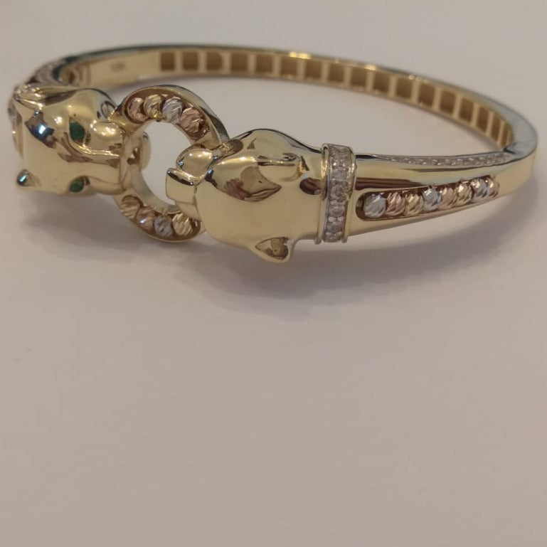 18K Solid Gold Elegant Panther Bangle