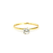 18K Pure Gold Engagement Ring w/ Zircon Stone | Ring | 18K Gold Jewelry